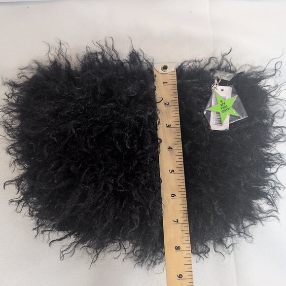 Kiehl's Black Faux Fur Fuzzy Happy Holidays Makeup Bag Cosmetics Pouch Gift NEW - Picture 9 of 9